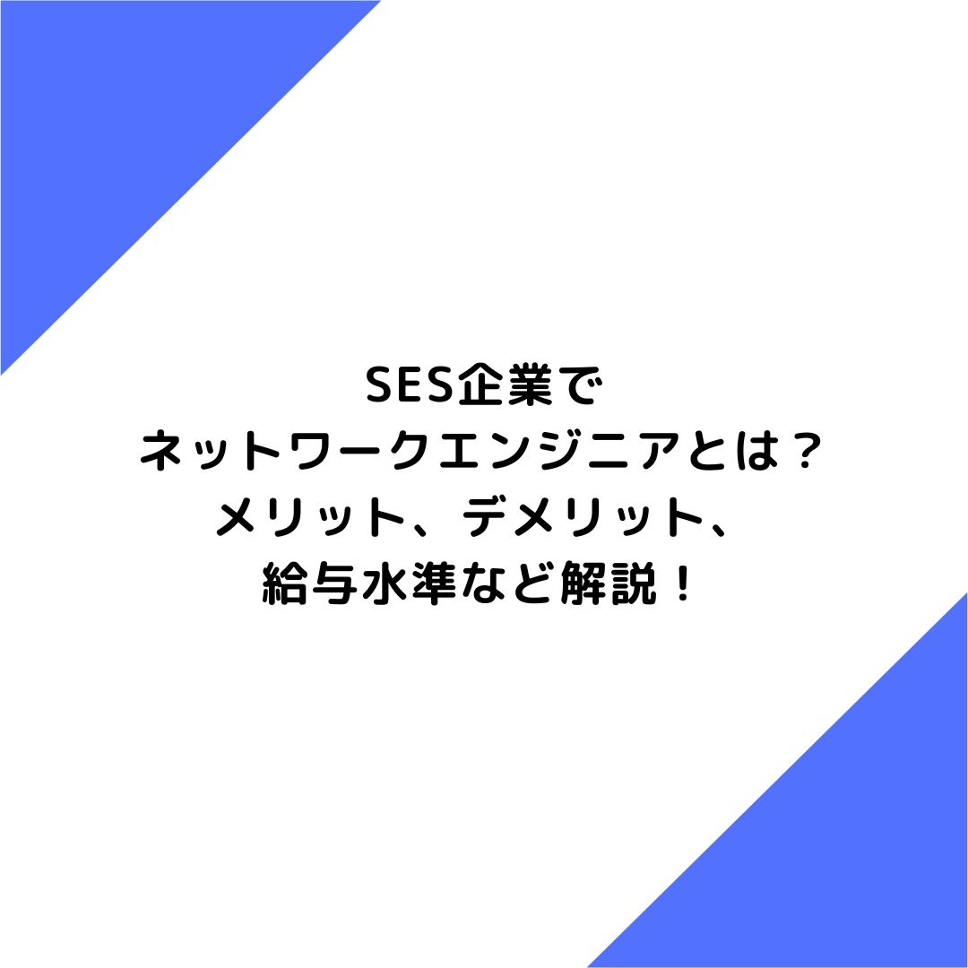 SES企業でネットワークエンジニアとは？メリット、デメリット、給与水準など解説！